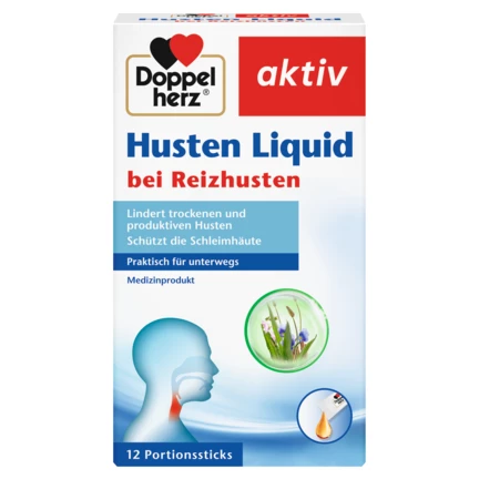 Abbildung der Produktverpackung Doppelherz aktiv Husten Liquid Frontansicht